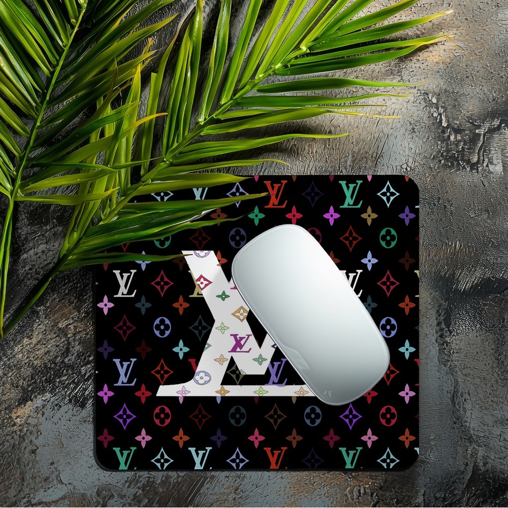 Hand Crafted Black Multicolor Designer-Inspired Mouse Pad